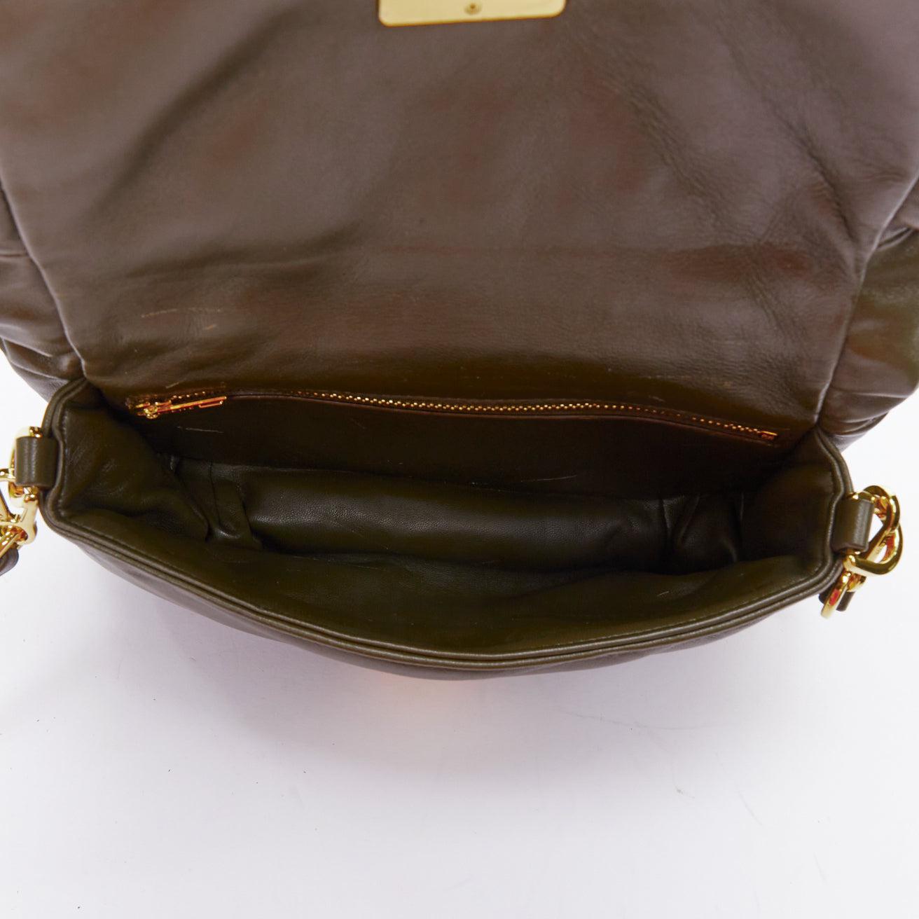 LOEWE Mini Puffer Goya khaki soft nappa padded pillow crossbody bag For Sale 4