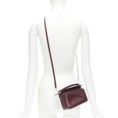 LOEWE Mini Puzzle burgundy red leather 2 way crossbody bag