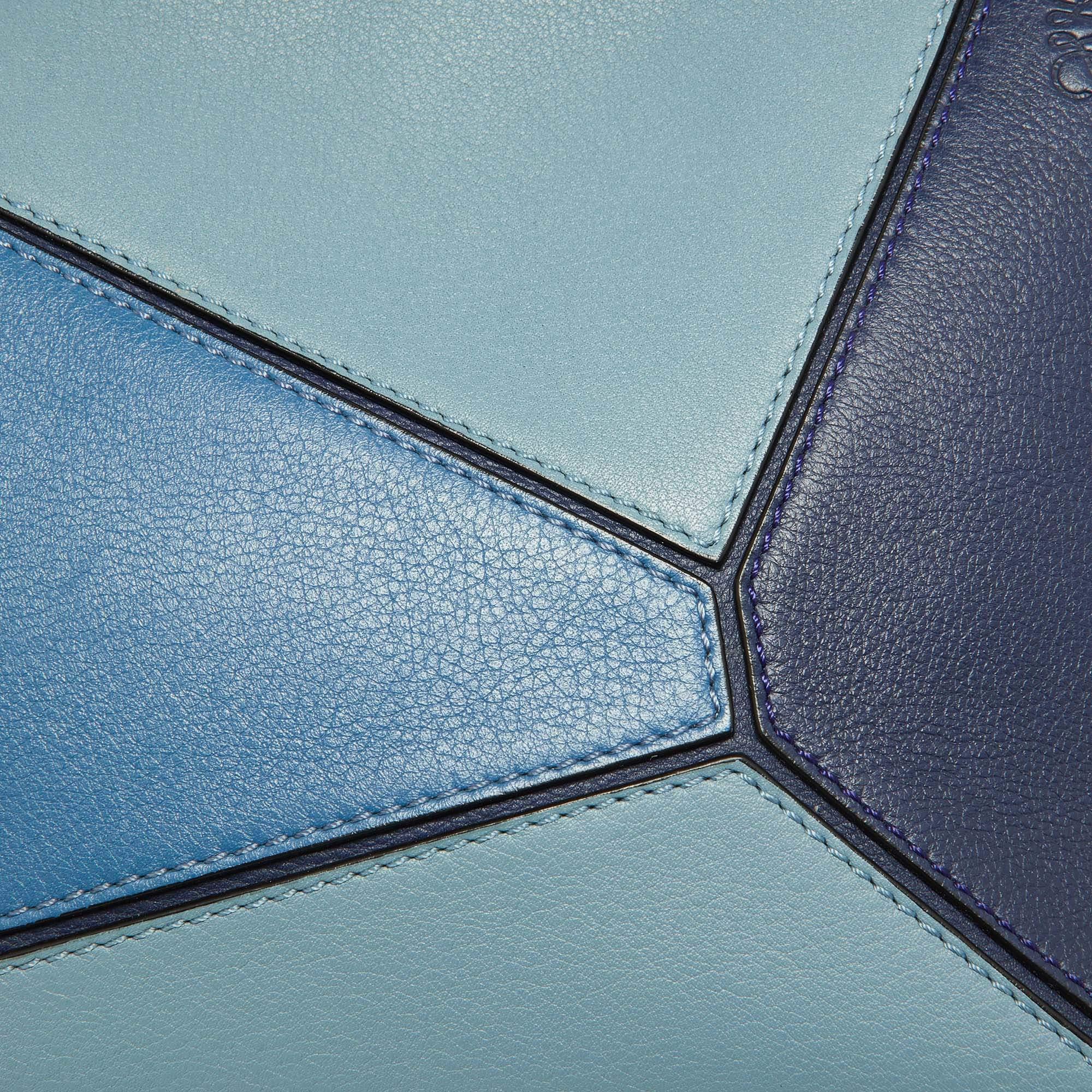 Loewe Multi Tone Blue Leather Mini Puzzle Pochette Bag 4
