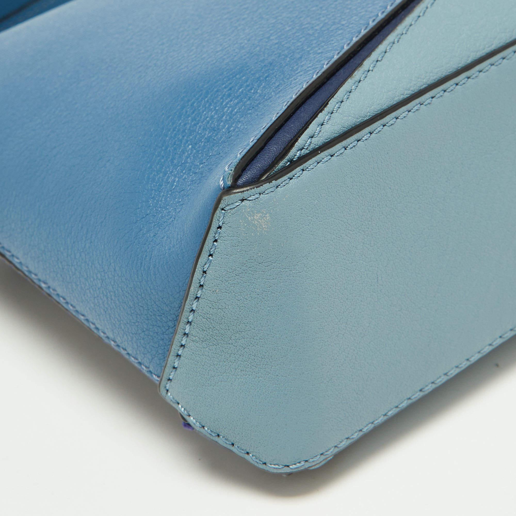 Loewe Multi Tone Blue Leather Mini Puzzle Pochette Bag 2