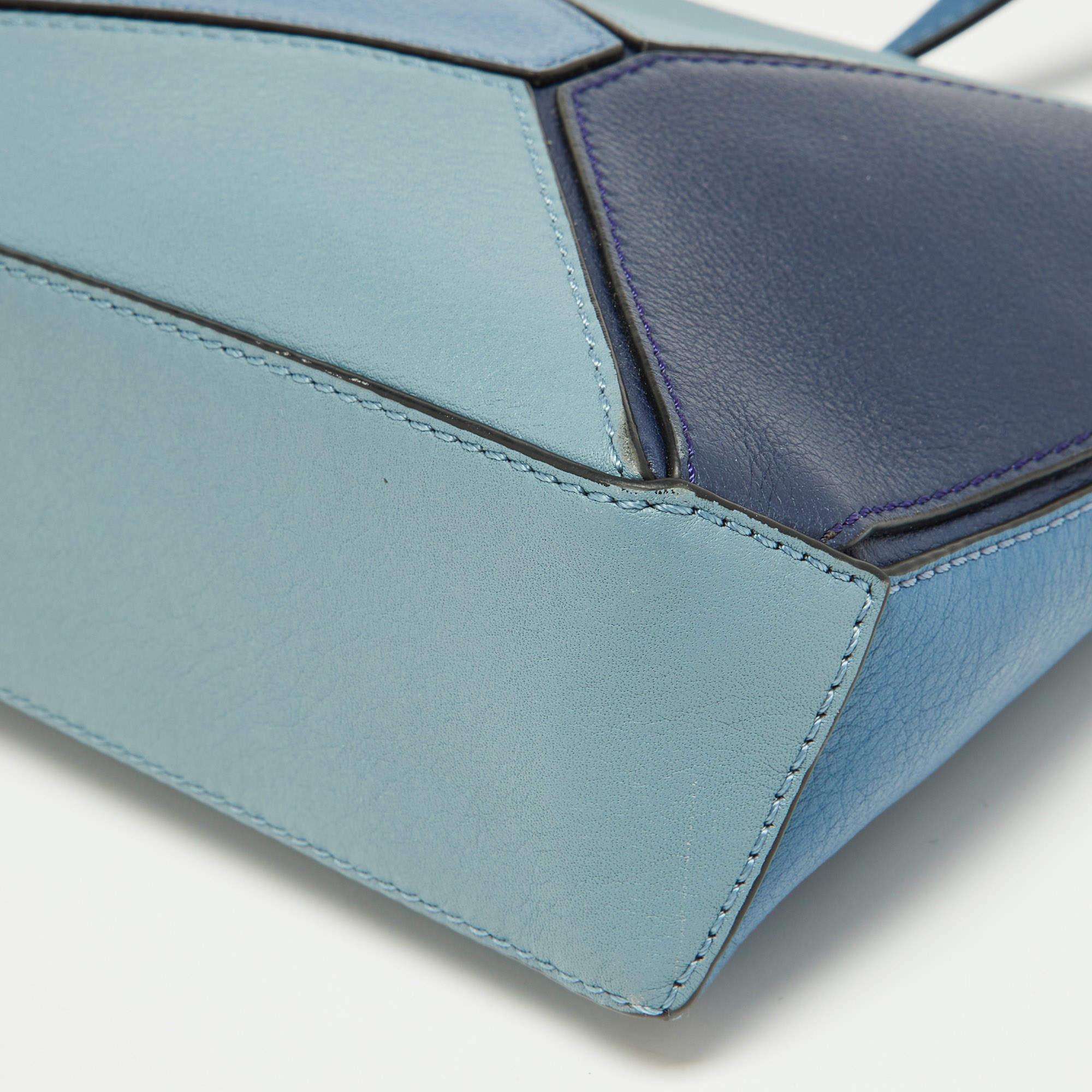 Loewe Multi Tone Blue Leather Mini Puzzle Pochette Bag 3