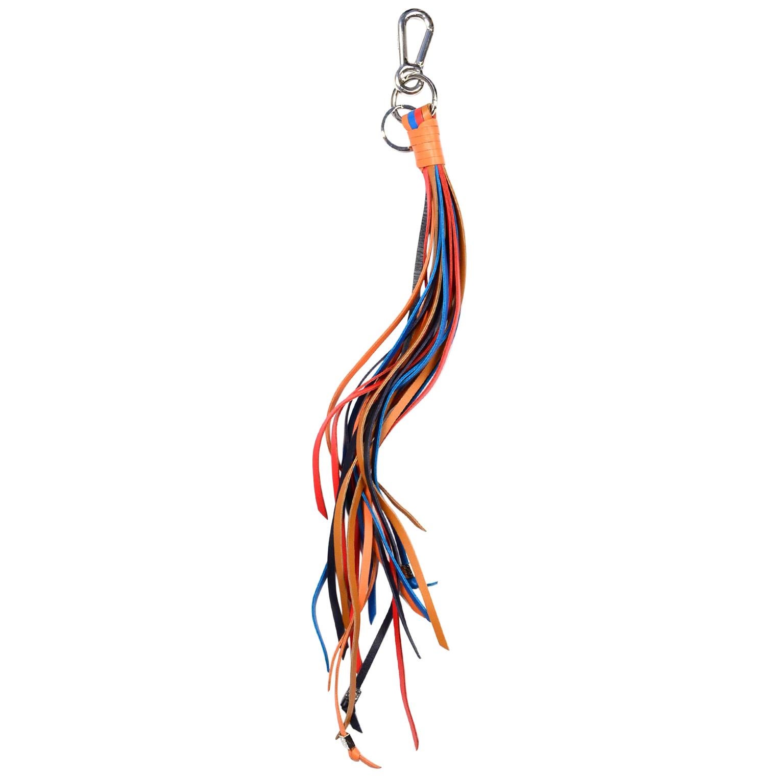 Loewe Multicolor Fringe Leather Bag Charm rt $490