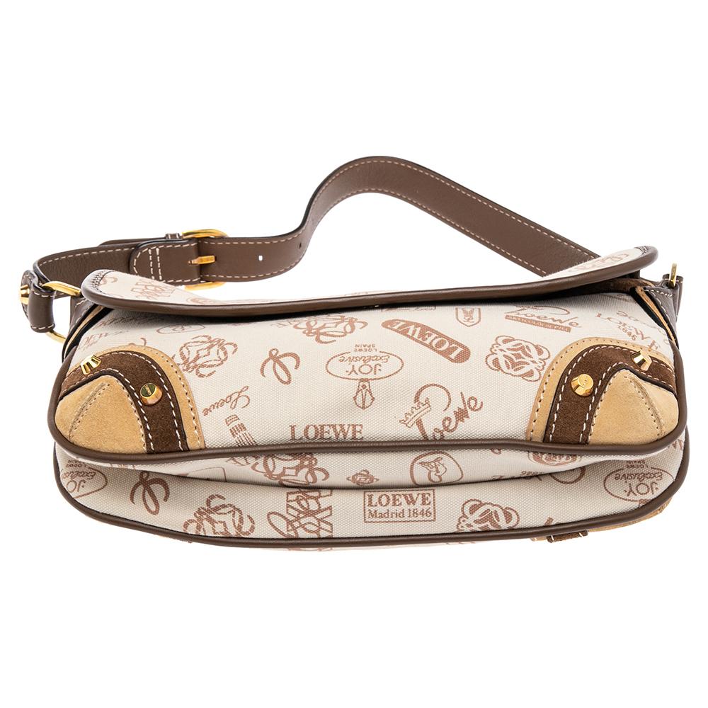 Beige Loewe Multicolor Signature Printed Canvas, Suede and Leather Shoulder Bag