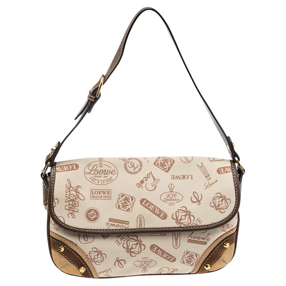 Loewe Multicolor Signature Printed Canvas, Suede and Leather Shoulder Bag