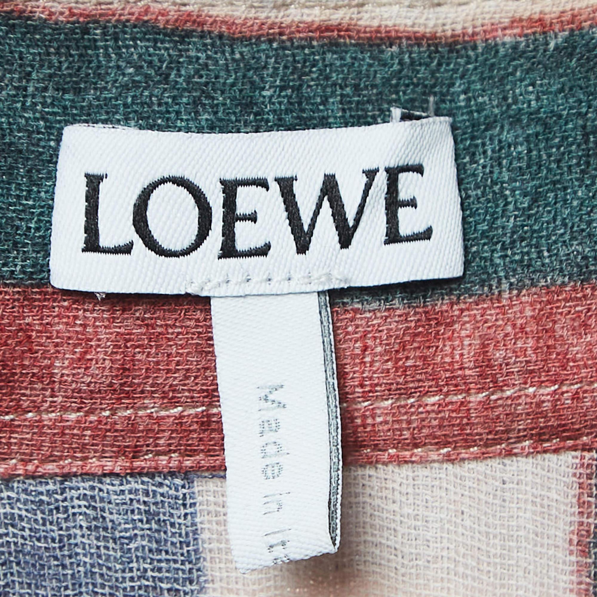 Gray Loewe Multicolor Striped Cotton Shirt Dress XS
