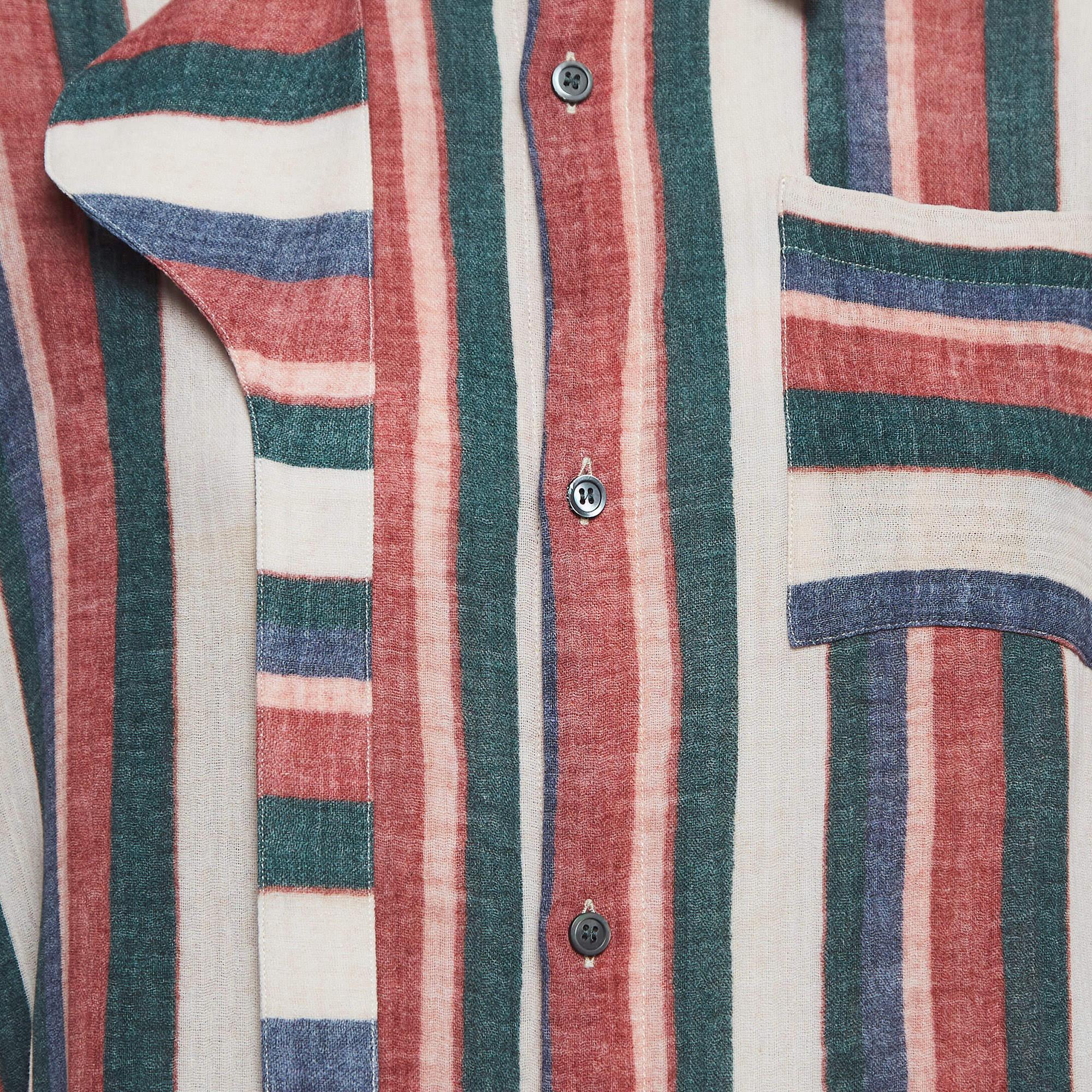 Loewe Multicolor Striped Cotton Shirt Dress XS In Good Condition In Dubai, Al Qouz 2