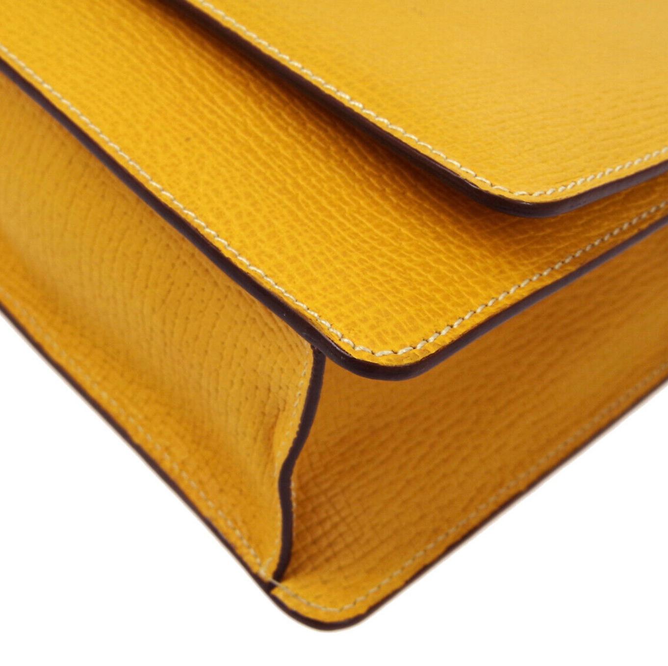 Women's Loewe Mustard Leather Slip Buckle Kelly Style Top Handle Satchel Shoulder Bag