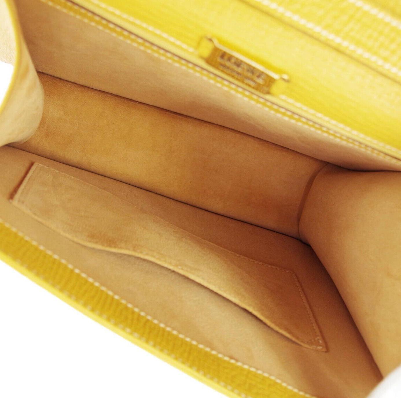 Loewe Mustard Leather Slip Buckle Kelly Style Top Handle Satchel Shoulder Bag 2