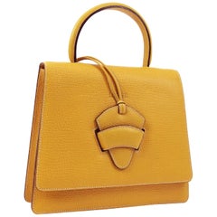Loewe Mustard Leather Slip Buckle Kelly Style Top Handle Satchel Shoulder Bag