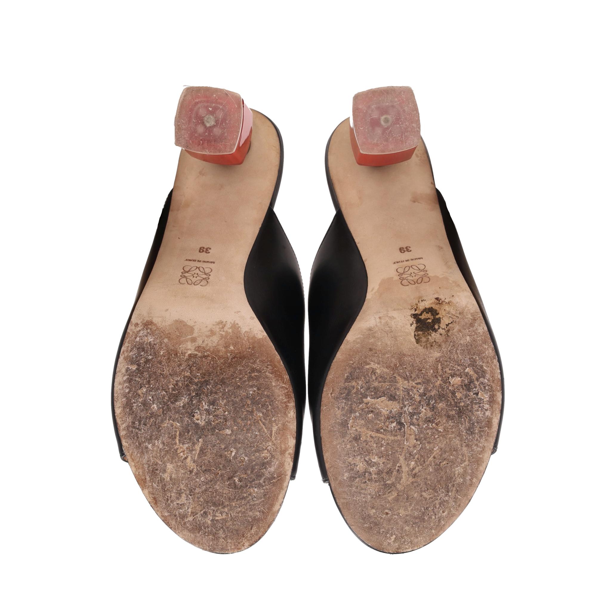 Loewe Nail Polish-Heel Leather Mules Pour femmes en vente