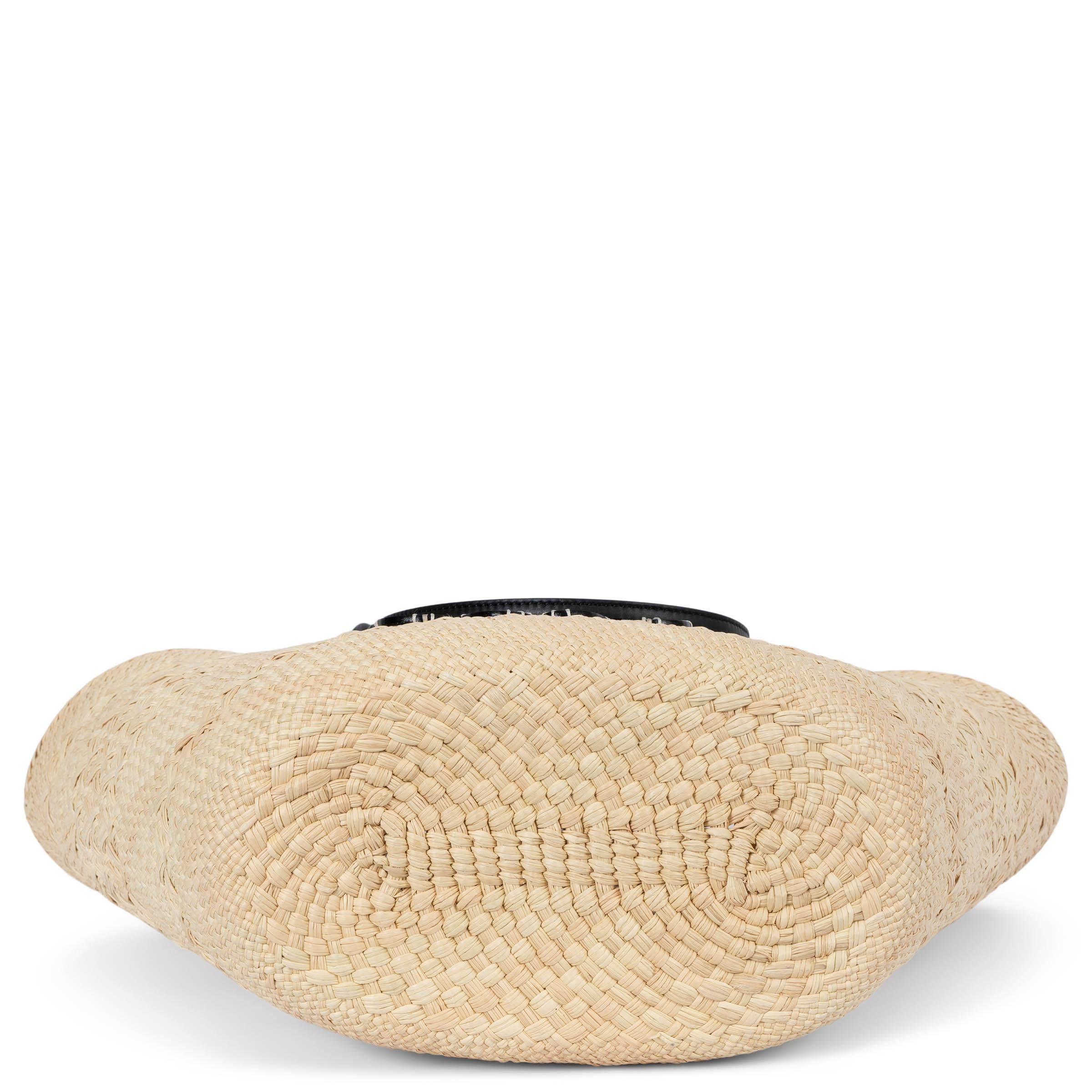 Women's LOEWE natural & black raffia & leather ANAGRAM MEDIUM BASKET TOTE Bag