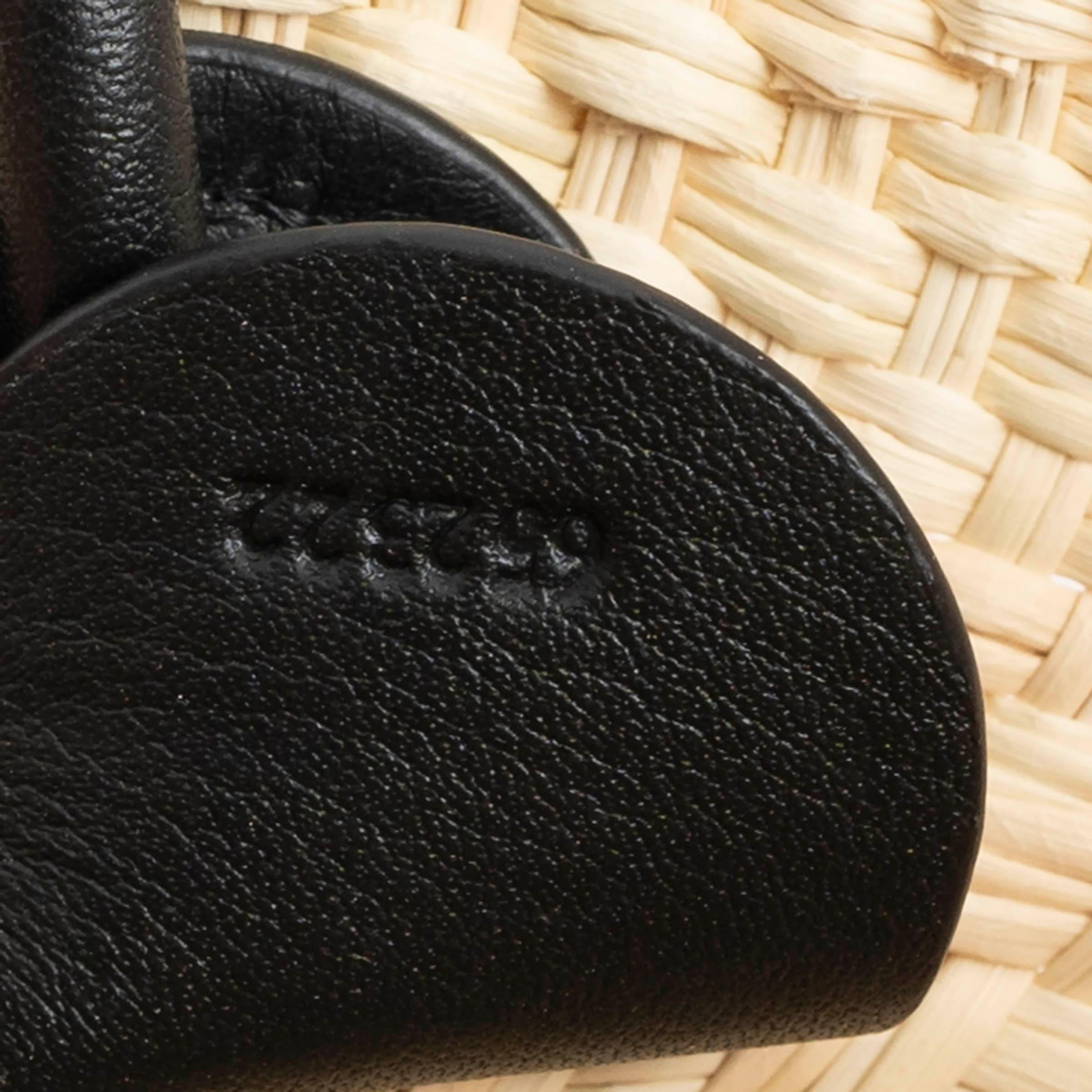 LOEWE natural & black raffia & leather ANAGRAM MEDIUM BASKET TOTE Bag 4