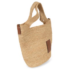 LOEWE natural & tan raffia SLIT MINI Tote Bag