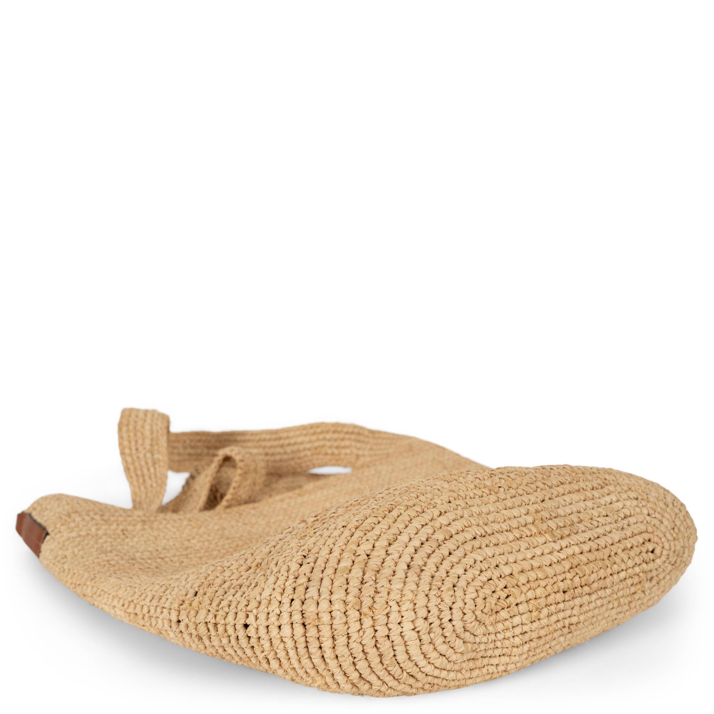 LOEWE - Sac fourre-tout SLIT MINI en raphia naturel et beige Excellent état - En vente à Zürich, CH