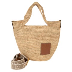LOEWE Borsa SLIT MINI in rafia naturale e abbronzata