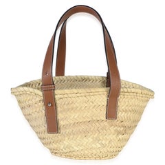 Loewe Natural Tan Raffia Small Basket Bag