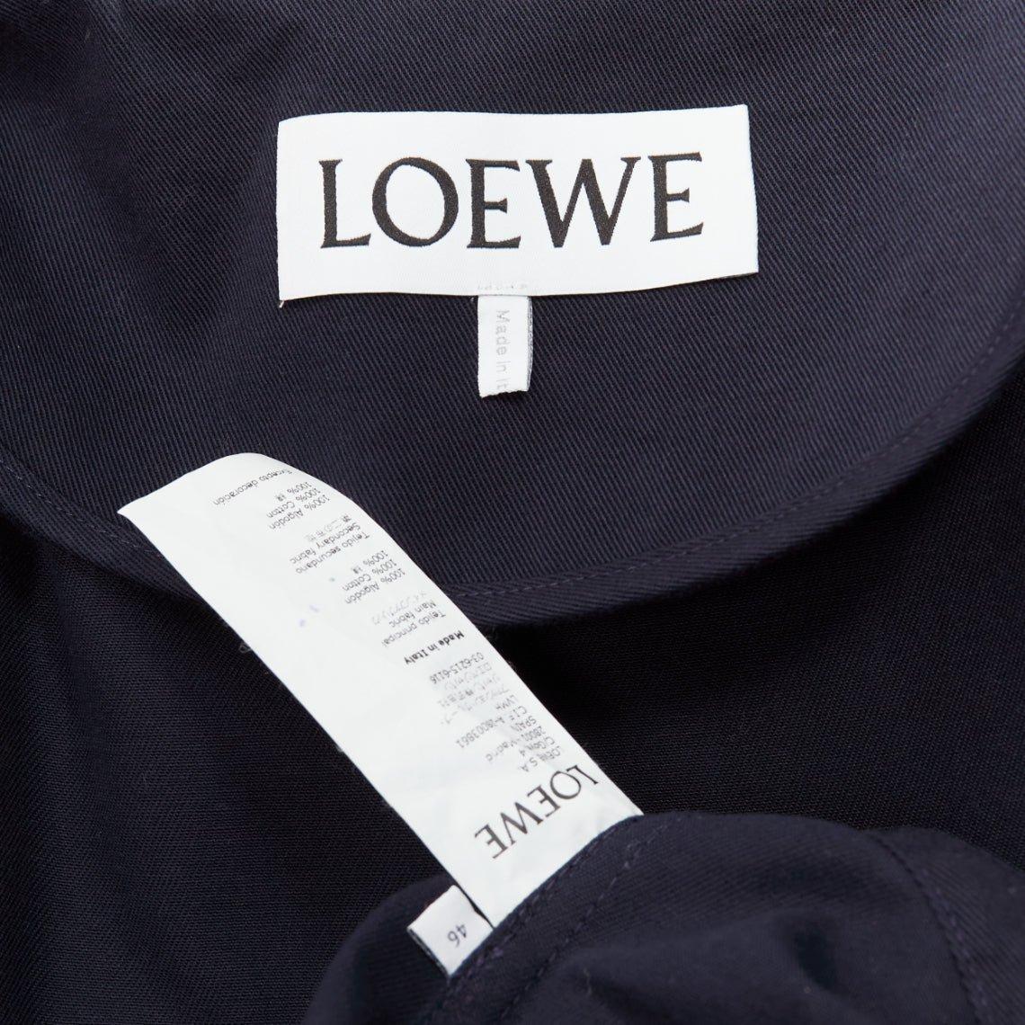 LOEWE navy black anagram cotton multi pocket military field jacket IT46 S en vente 7