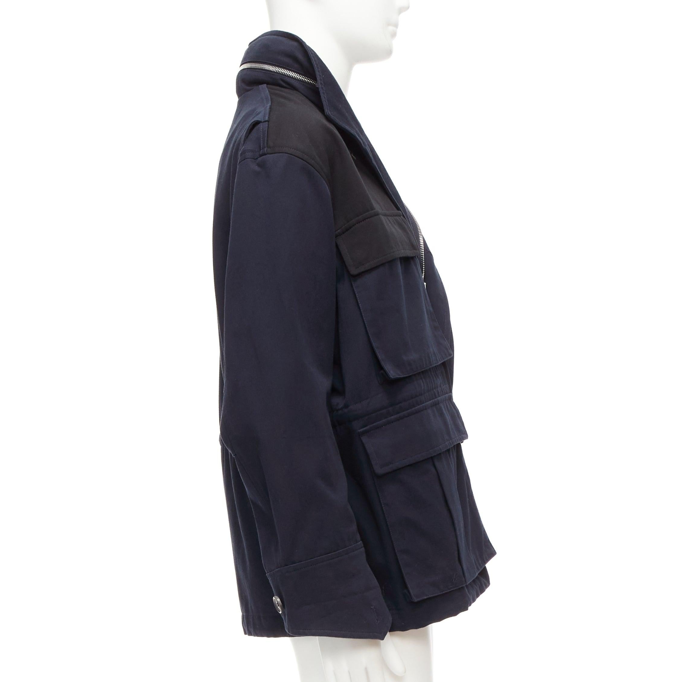 LOEWE navy black anagram cotton multi pocket military field jacket IT46 S Pour hommes en vente
