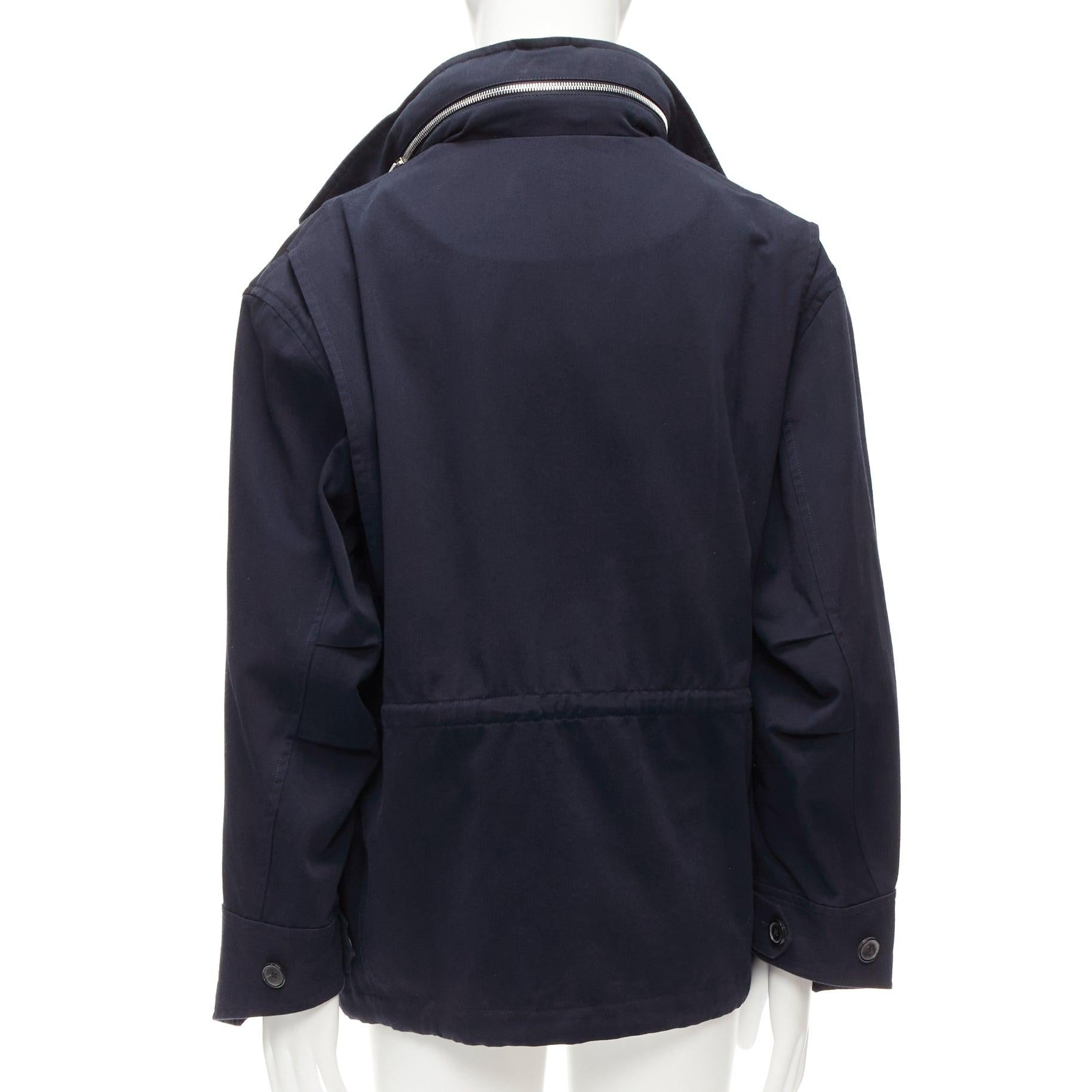 LOEWE navy black anagram cotton multi pocket military field jacket IT46 S en vente 1