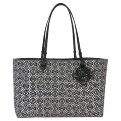 Loewe Navy Black Jacquard Anagram East West Tote