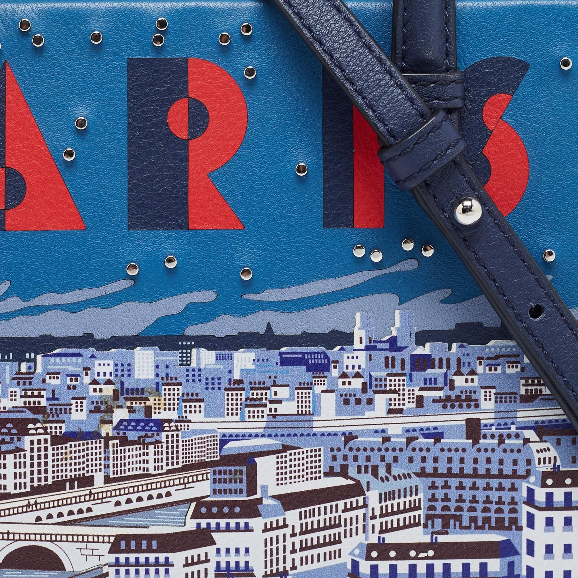 Loewe Navy Blue Leather Small Paris Postal Bag 1