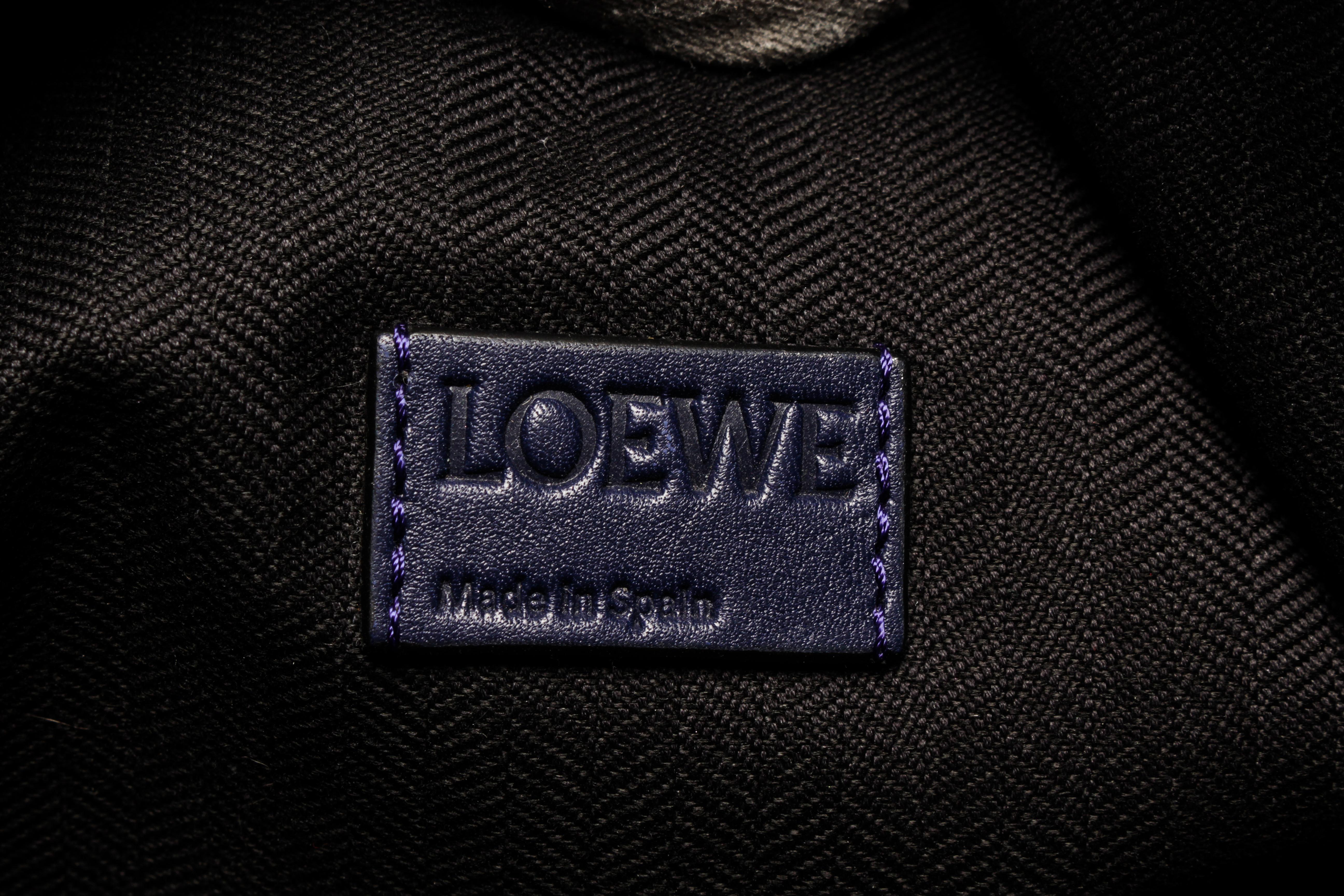 Women's Loewe Navy Blue Leather T Messenger Bag For Sale