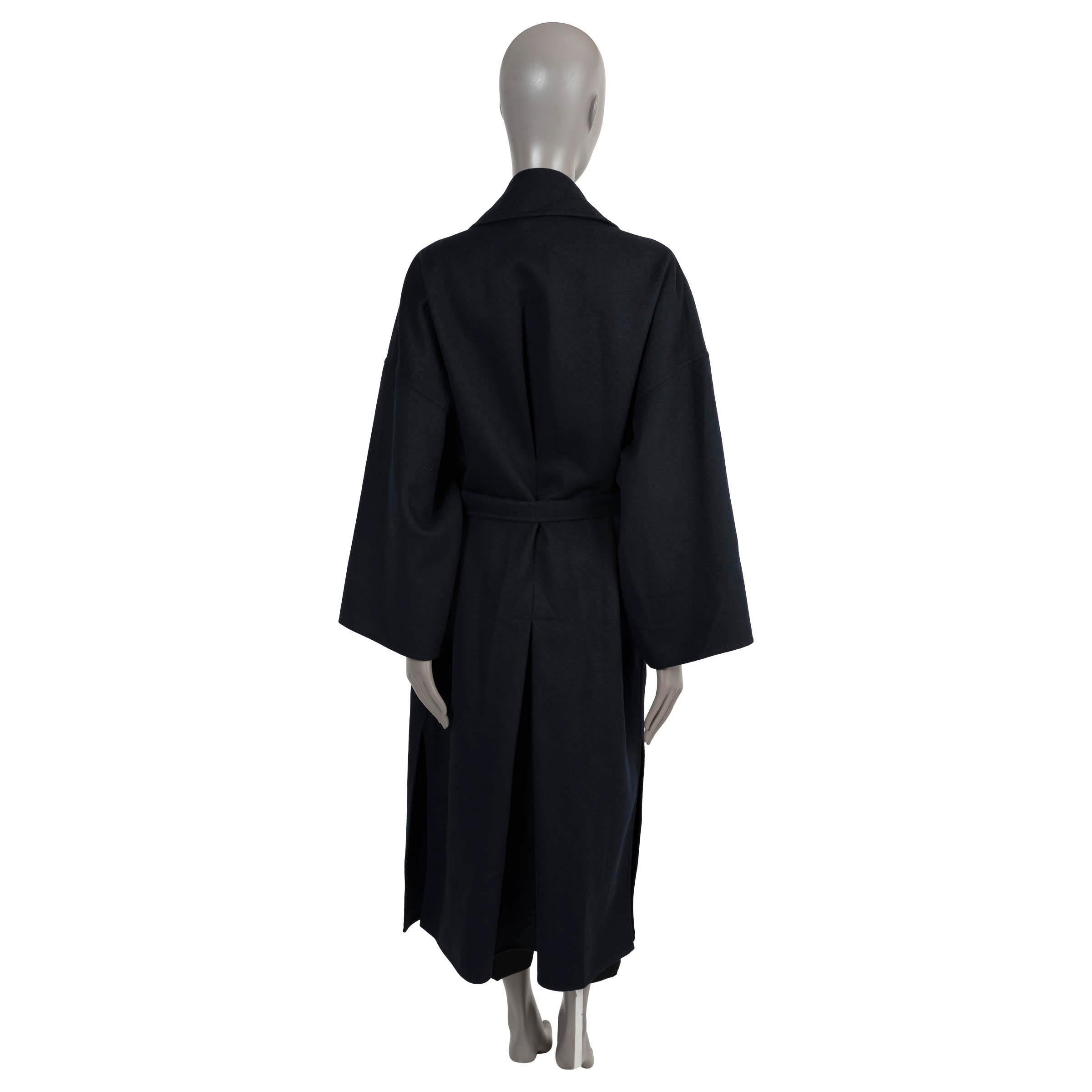 Black LOEWE navy blue wool & cashmere 2018 BELTED Coat Jacket S
