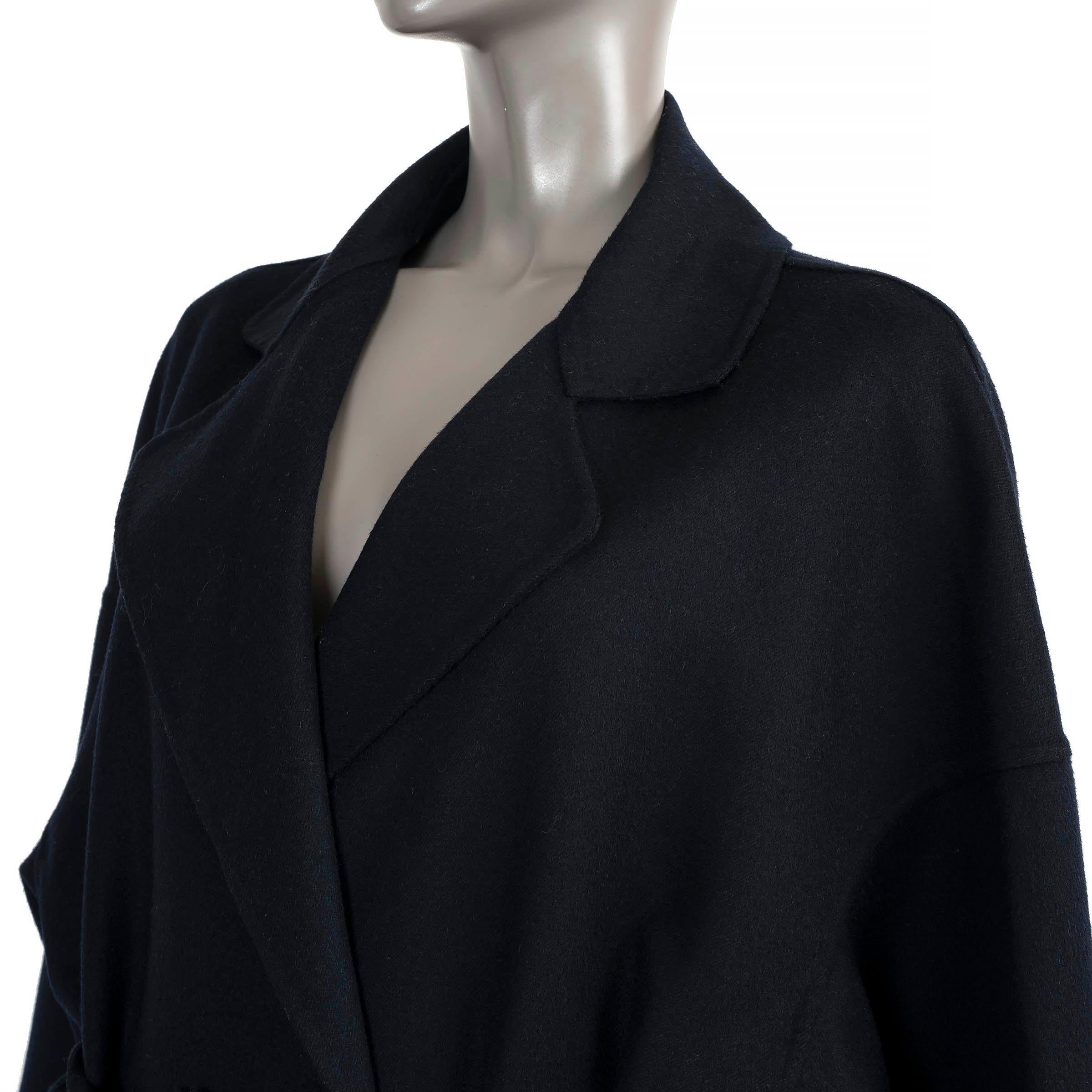LOEWE navy blue wool & cashmere 2018 BELTED Coat Jacket S In Excellent Condition In Zürich, CH