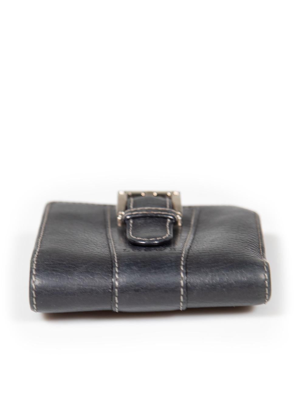 Women's Loewe Navy Leather Buckle Detail Bifold Wallet For Sale