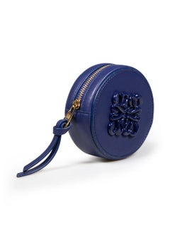Loewe Navy Leather Inflated Anagram Coin Pouch