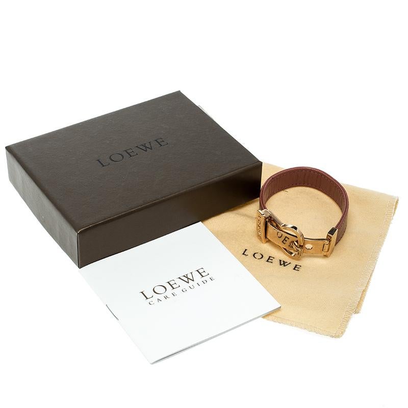 Loewe Nude Red Leather Rose Gold Tone Buckle Bracelet 1
