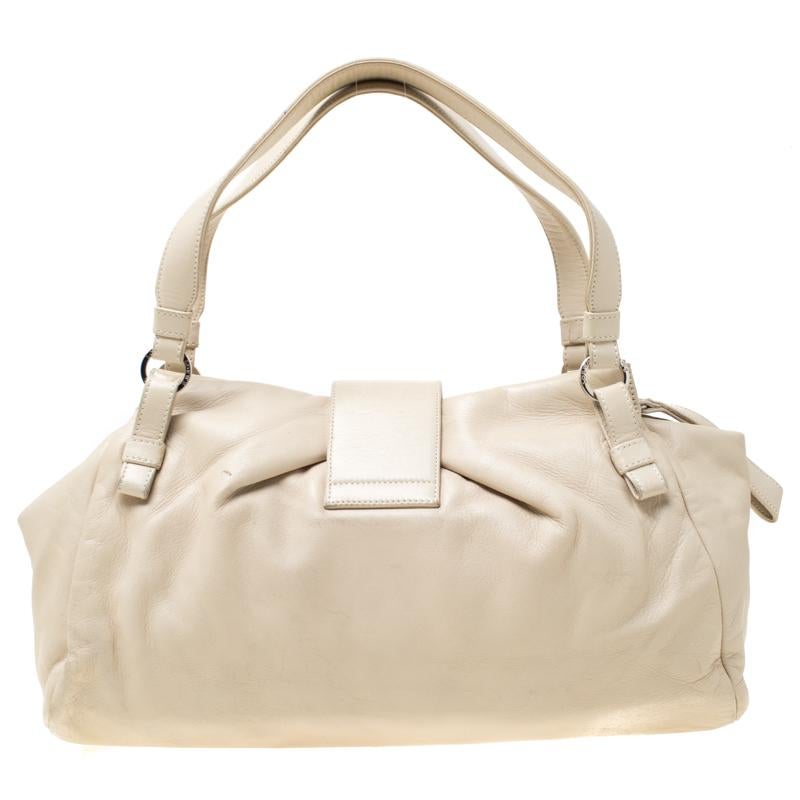 Women's Loewe Off White Leather Logo Shoulder Bag