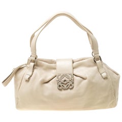 Loewe Off White Leather Logo Shoulder Bag