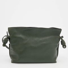 Loewe Olive Green Leather Flamenco Clutch