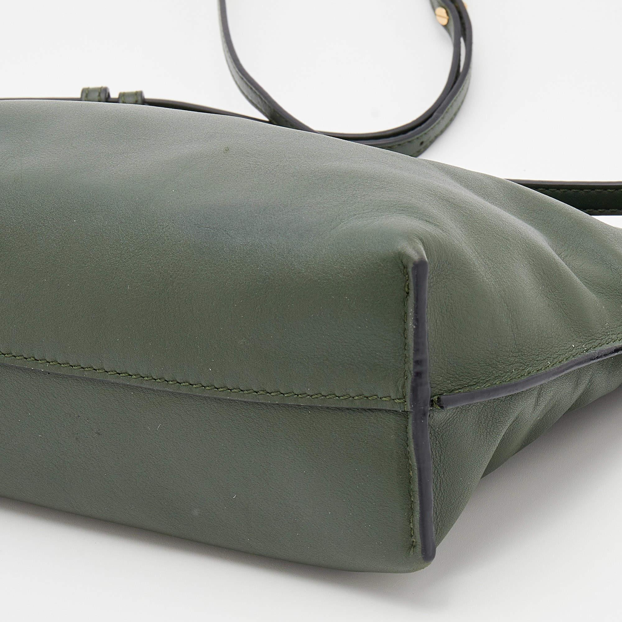 Loewe Olive Green Leather Flamenco Clutch 2