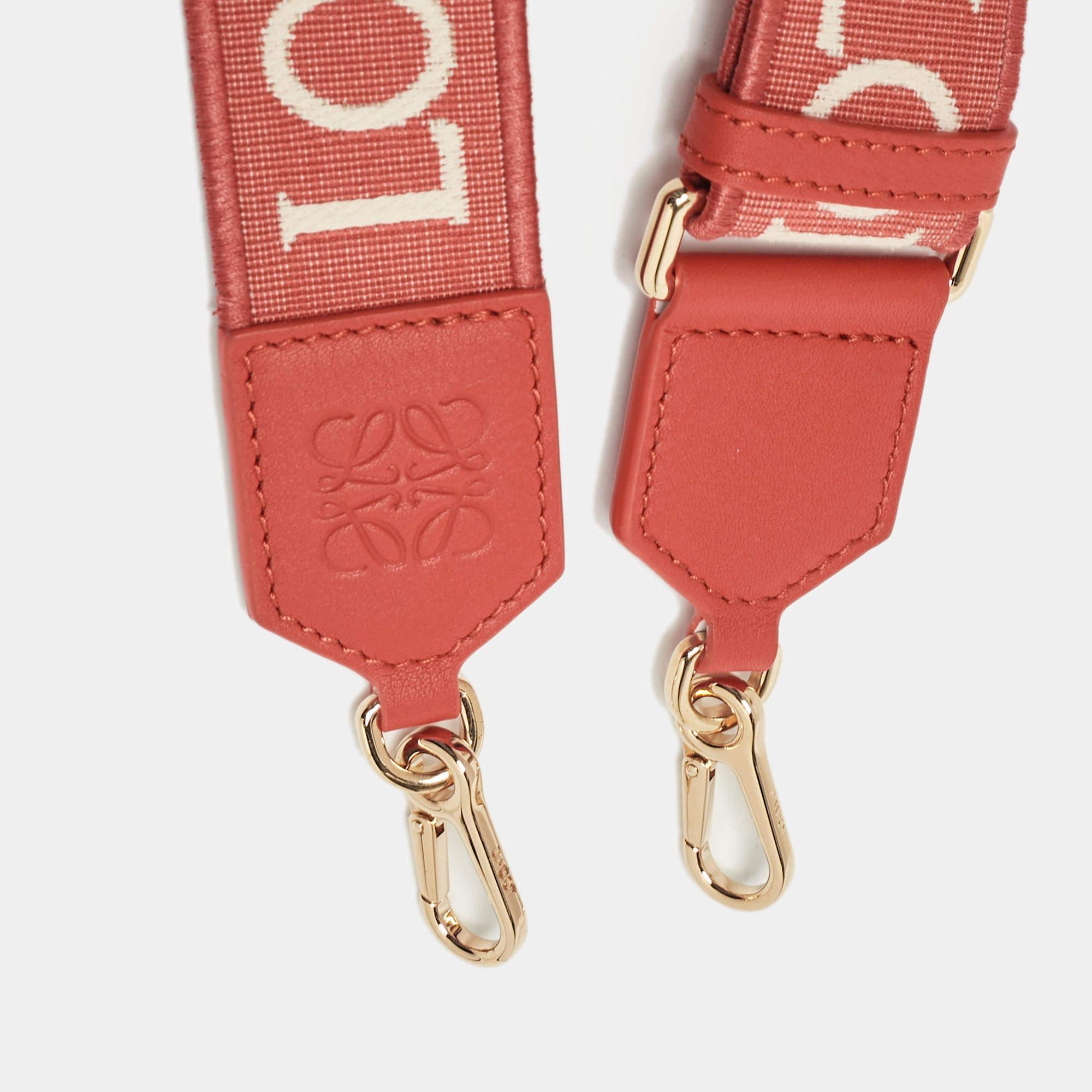 Pink Loewe Orange/Beige Anagram Canvas and Leather Adjustable Bag Strap