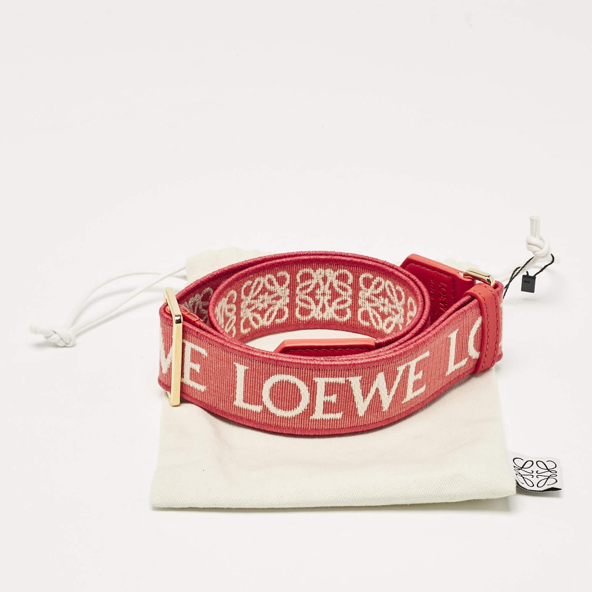 Loewe Orange/Beige Anagram Canvas and Leather Adjustable Bag Strap 1
