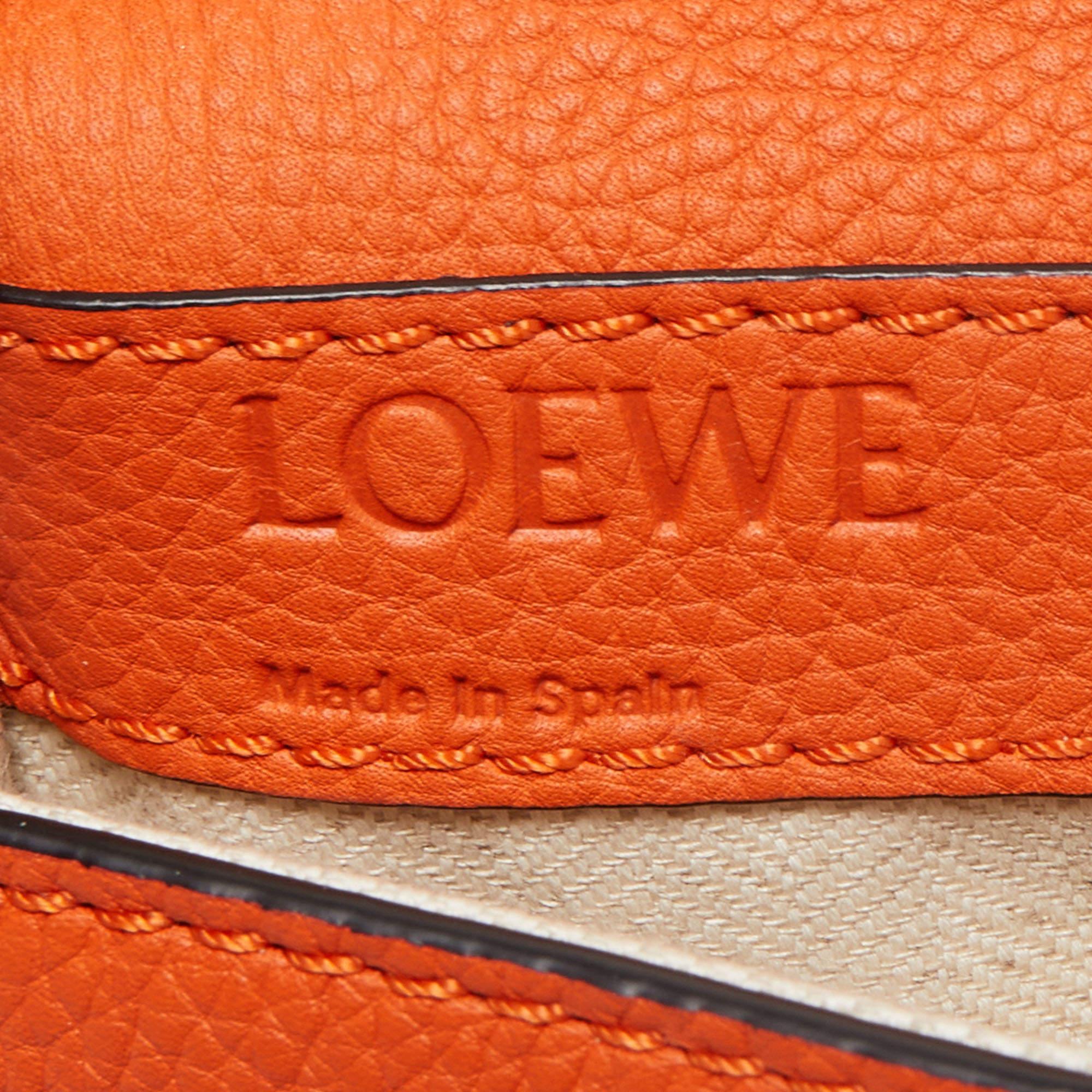 Loewe Orange/Beige Grained Leather Military Belt Bag For Sale 3