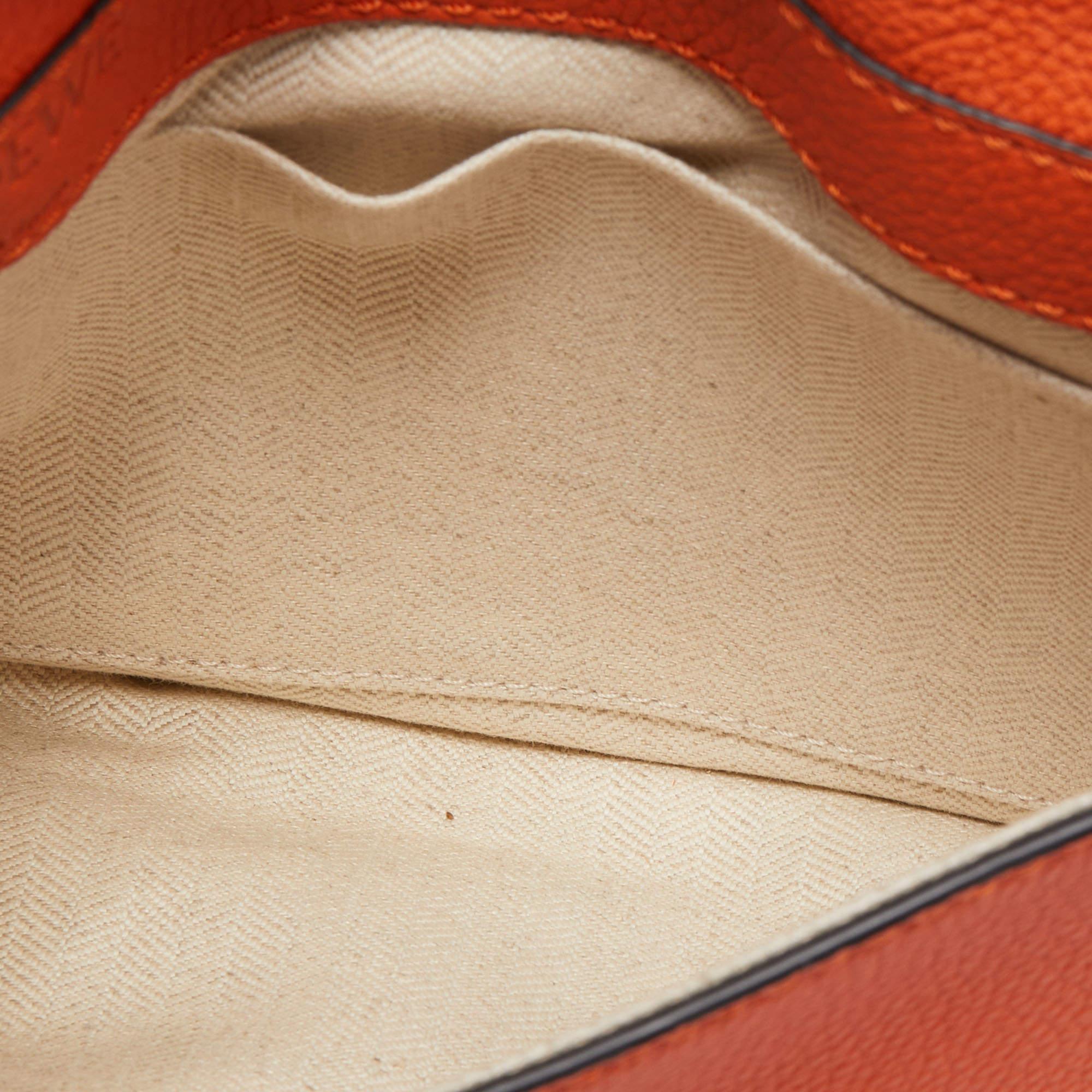 Loewe Orange/Beige Grained Leather Military Belt Bag For Sale 2