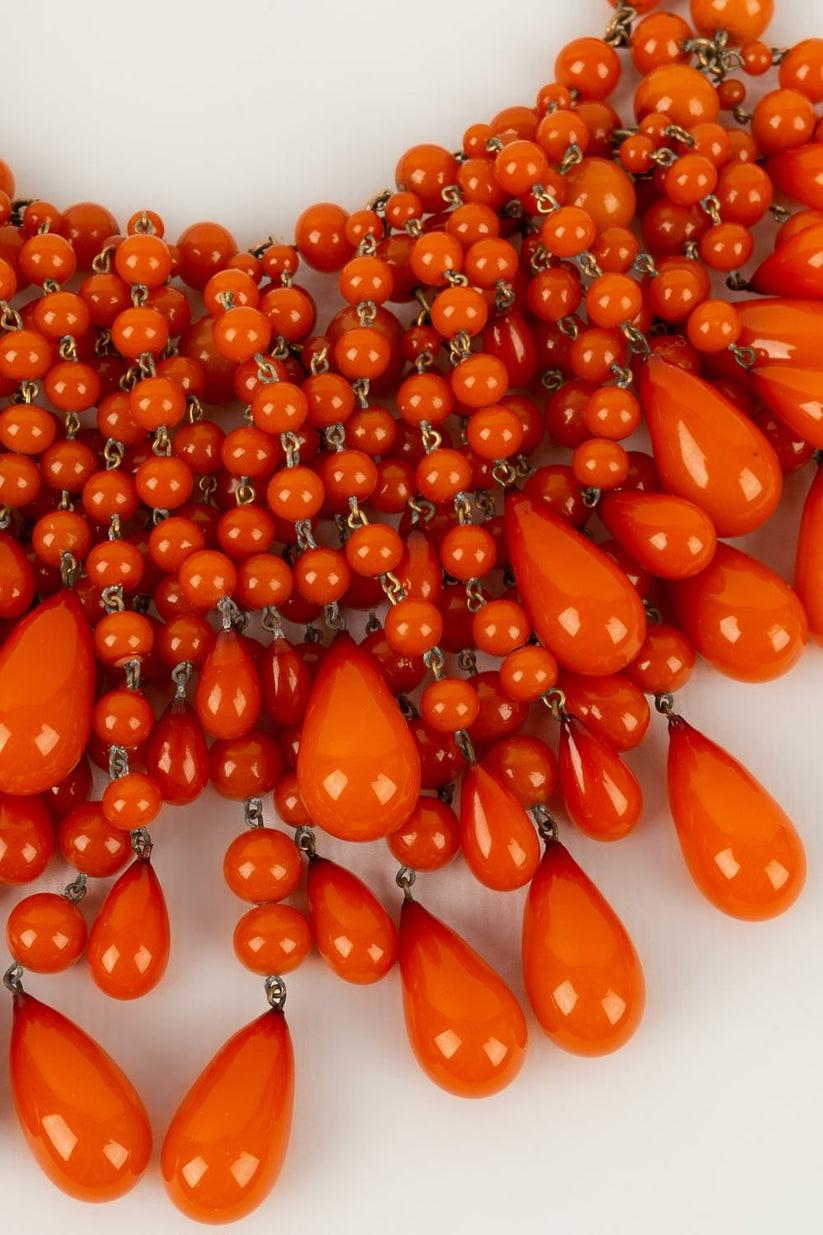 Collier de perles de verre orange Loewe Pour femmes en vente