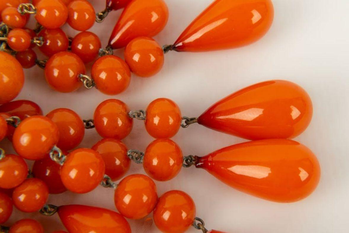 Loewe Orange Glass Beads Necklace For Sale 3