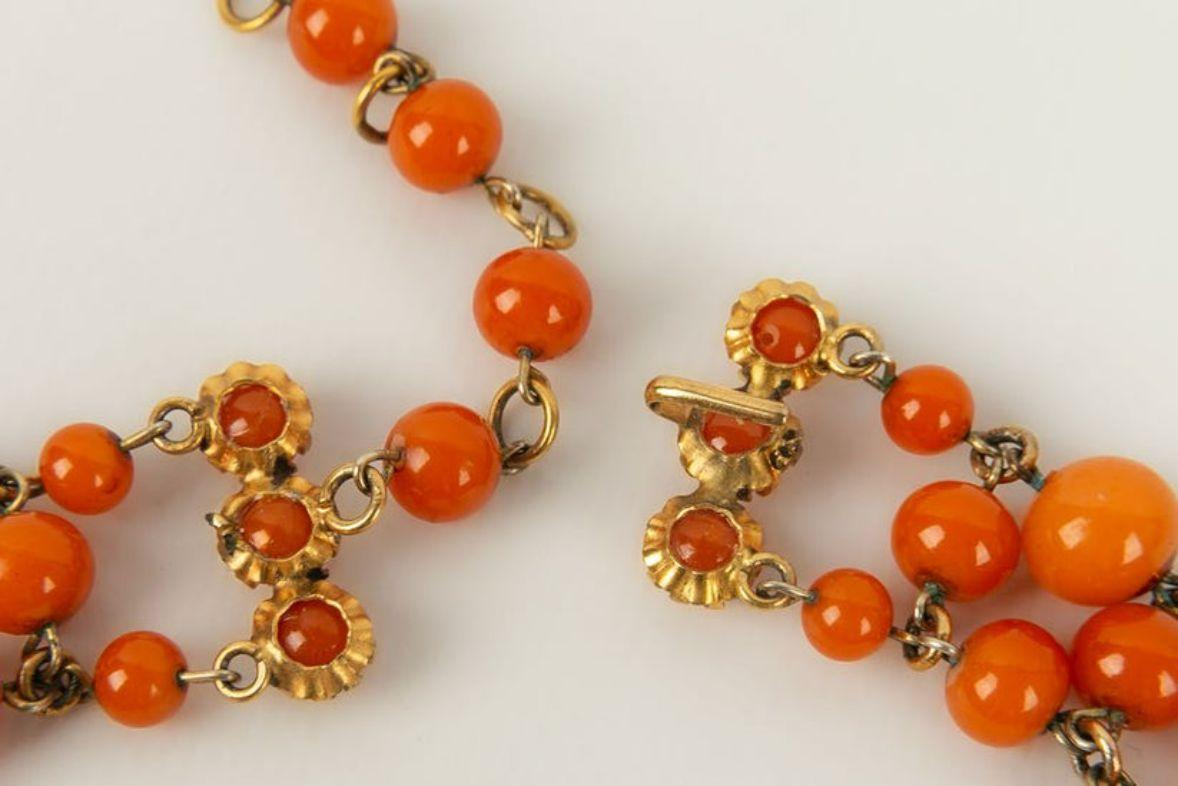 Loewe Orange Glass Beads Necklace For Sale 5