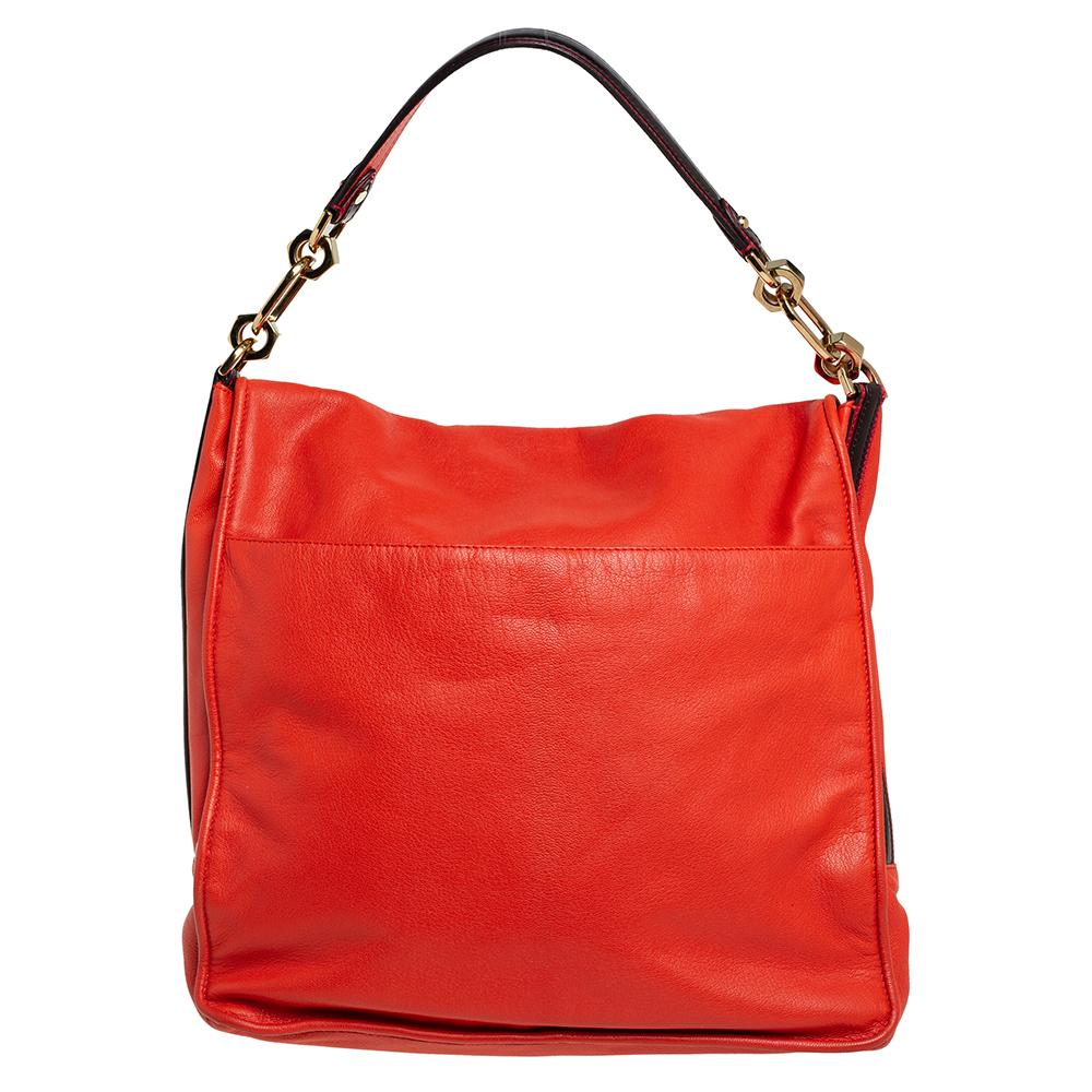 Loewe Orange Leather Maia Anagram Flap Top Handle Bag 1