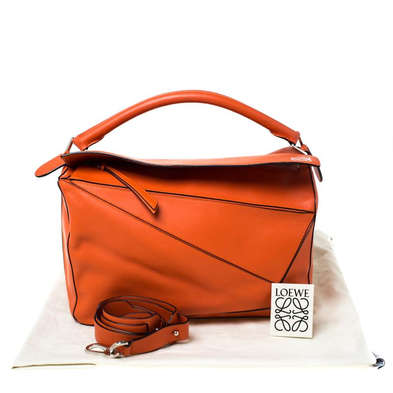 Loewe Orange Leather Puzzle Bag For Sale 5