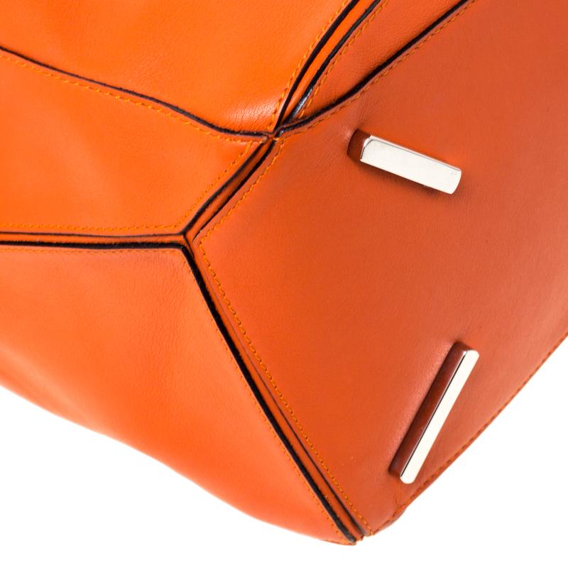 Loewe Orange Leather Puzzle Bag For Sale 1