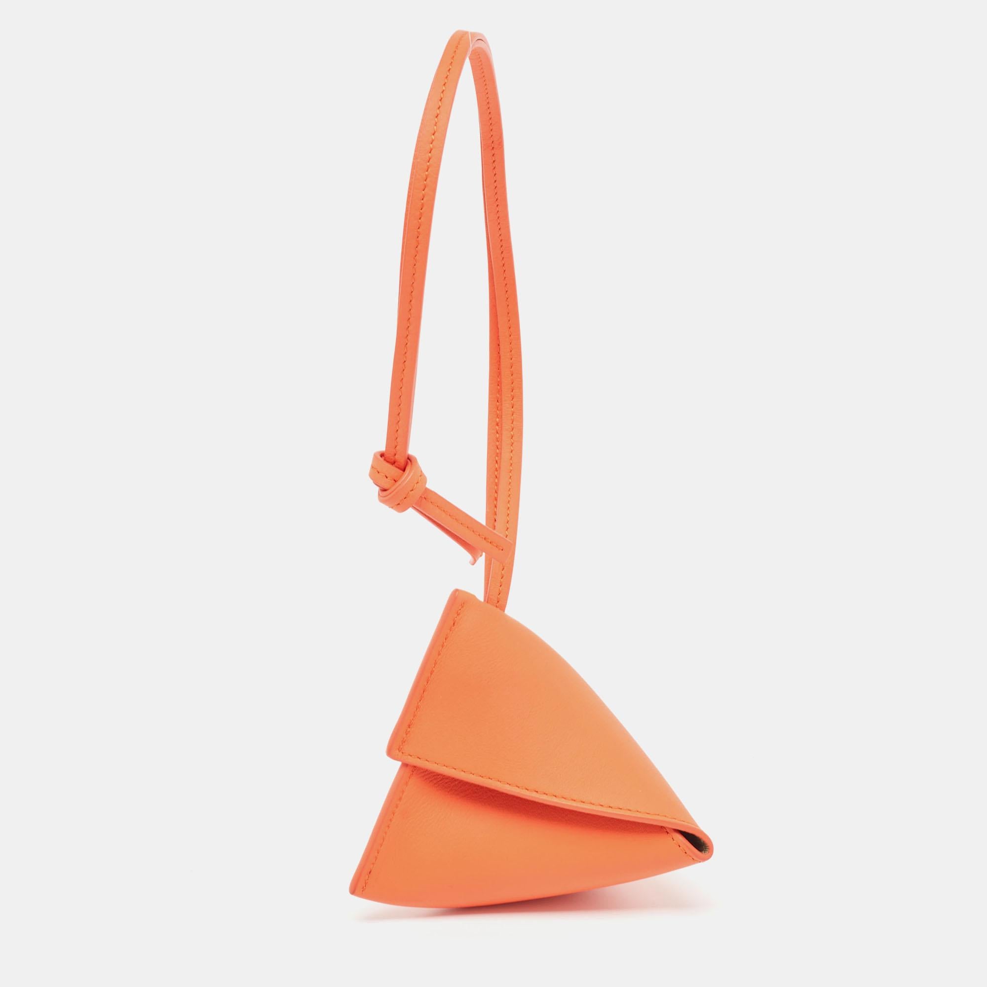 Women's Loewe Orange Leather Puzzle Fold Charm