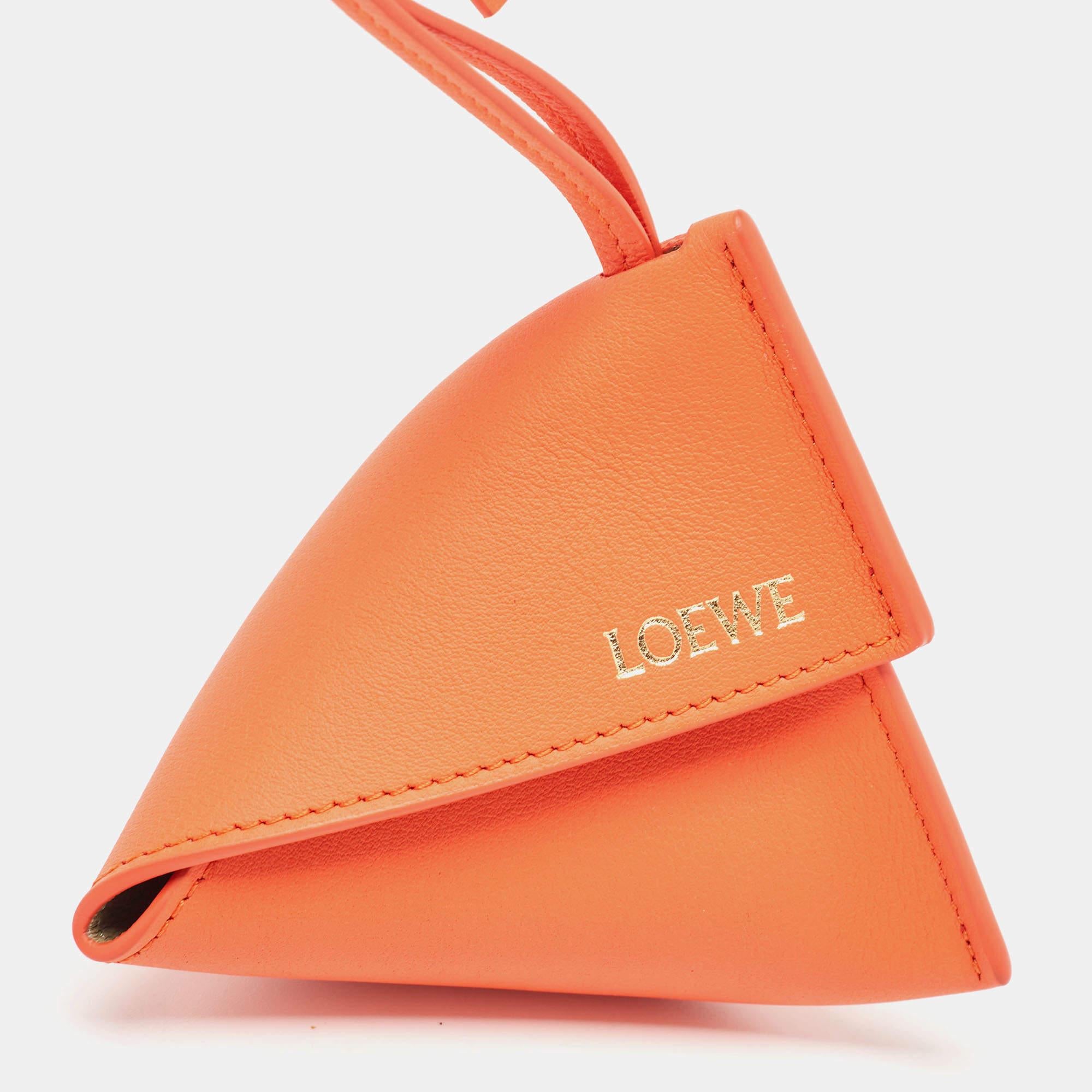 Loewe Orange Leather Puzzle Fold Charm 1