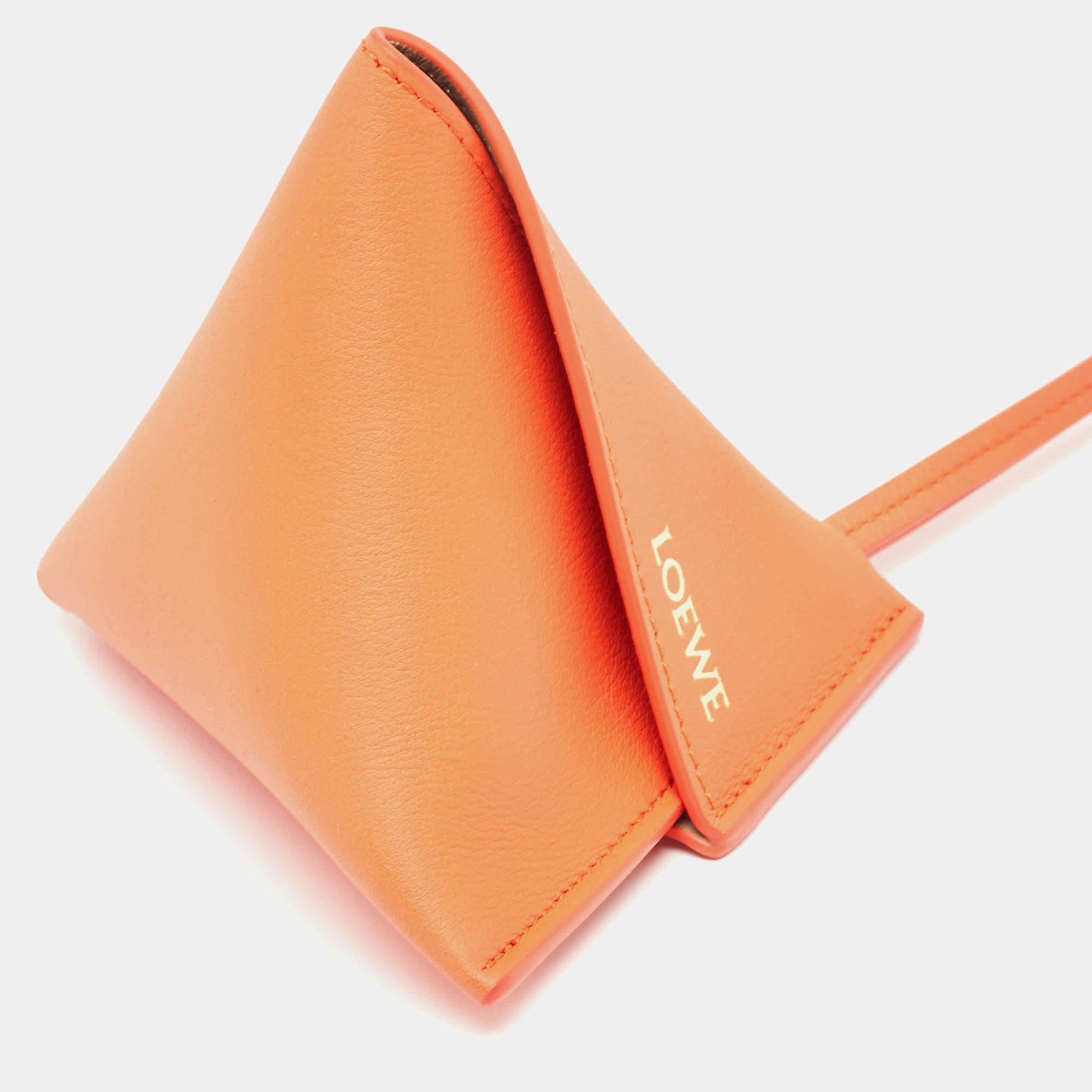 Loewe Orange Leather Puzzle Fold Charm 3