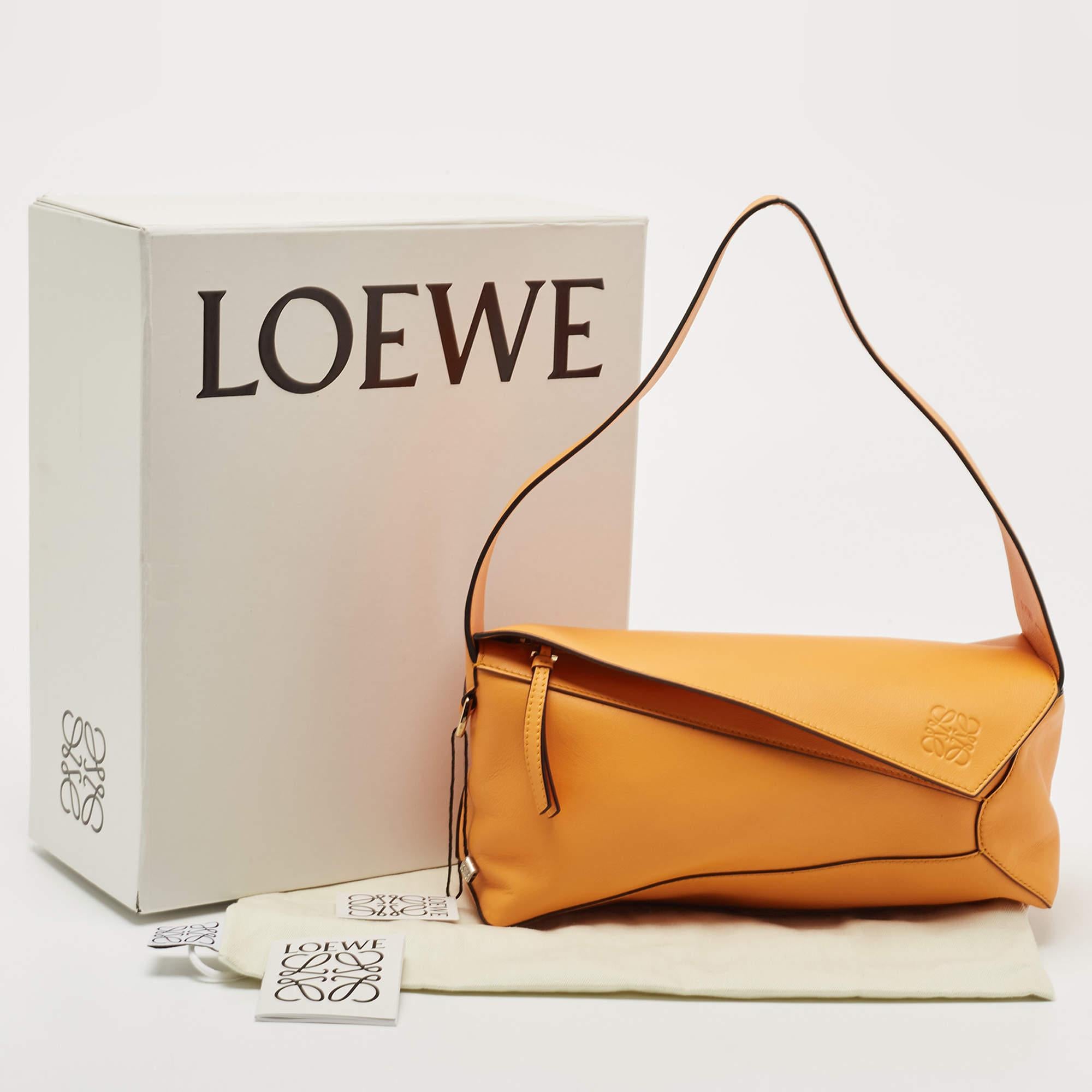 Loewe Orange Leather Puzzle Hobo 5