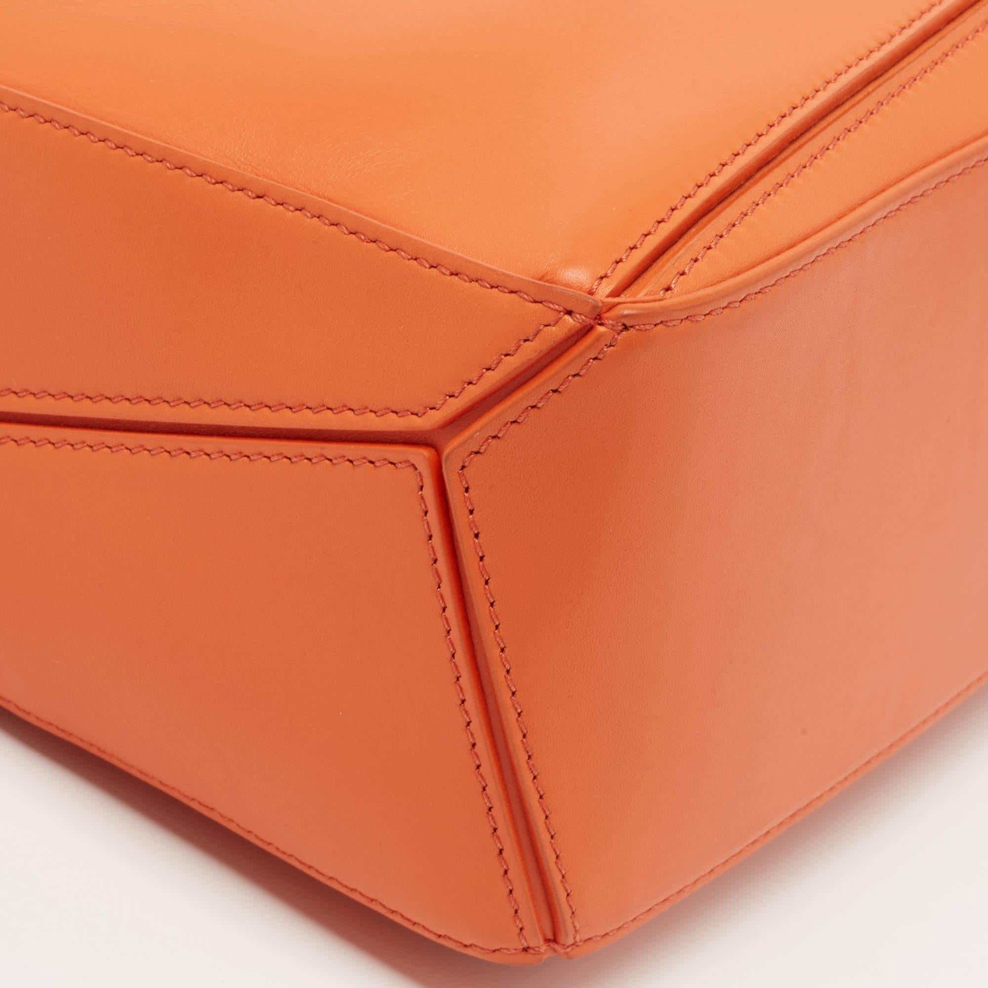 Loewe Orange Leather Small Puzzle Shoulder Bag 6